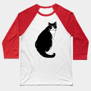 Cute Tuxedo Cat Illustration Baseball T-Shirt